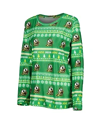 Concepts Sport Women's 2-Piece Green Oregon Ducks Holiday Long Sleeve Top and Pants Sleep Set