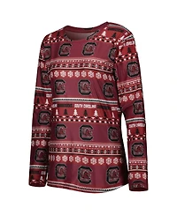 Concepts Sport Women's 2-Piece Garnet South Carolina Gamecocks Holiday Long Sleeve Top and Pants Sleep Set