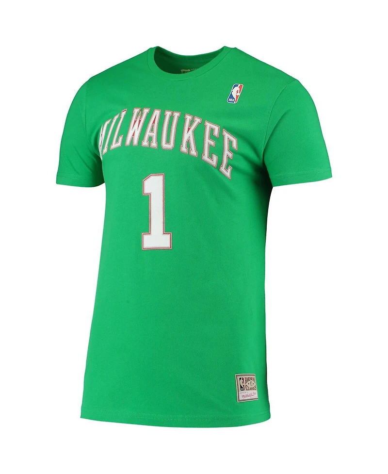 Mitchell & Ness Men's Oscar Robertson Green Milwaukee Bucks Hardwood Classics Stitch Name Number T-Shirt