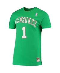 Mitchell & Ness Men's Oscar Robertson Green Milwaukee Bucks Hardwood Classics Stitch Name Number T-Shirt