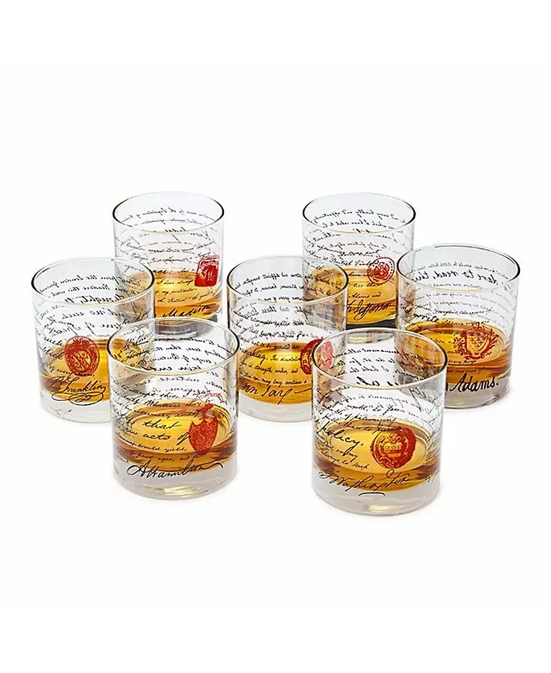 Uncommon Goods Founding Fathers Printed 11-Oz. Whiskey Glasses, Set of 7