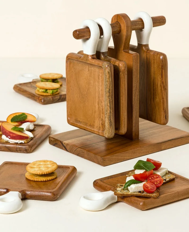 Uncommon Goods Appetizer Boards with Stand, Set of 8