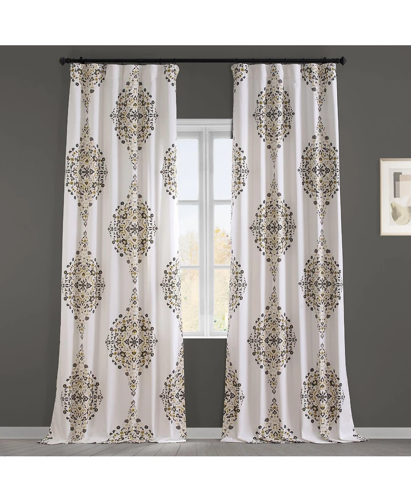 Half Price Drapes Emblem Printed Cotton Room Darkening Curtain