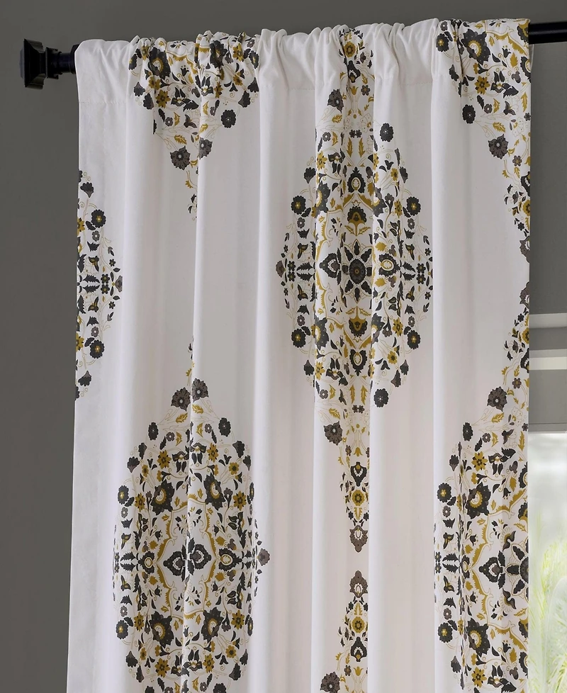 Half Price Drapes Emblem Printed Cotton Room Darkening Curtain
