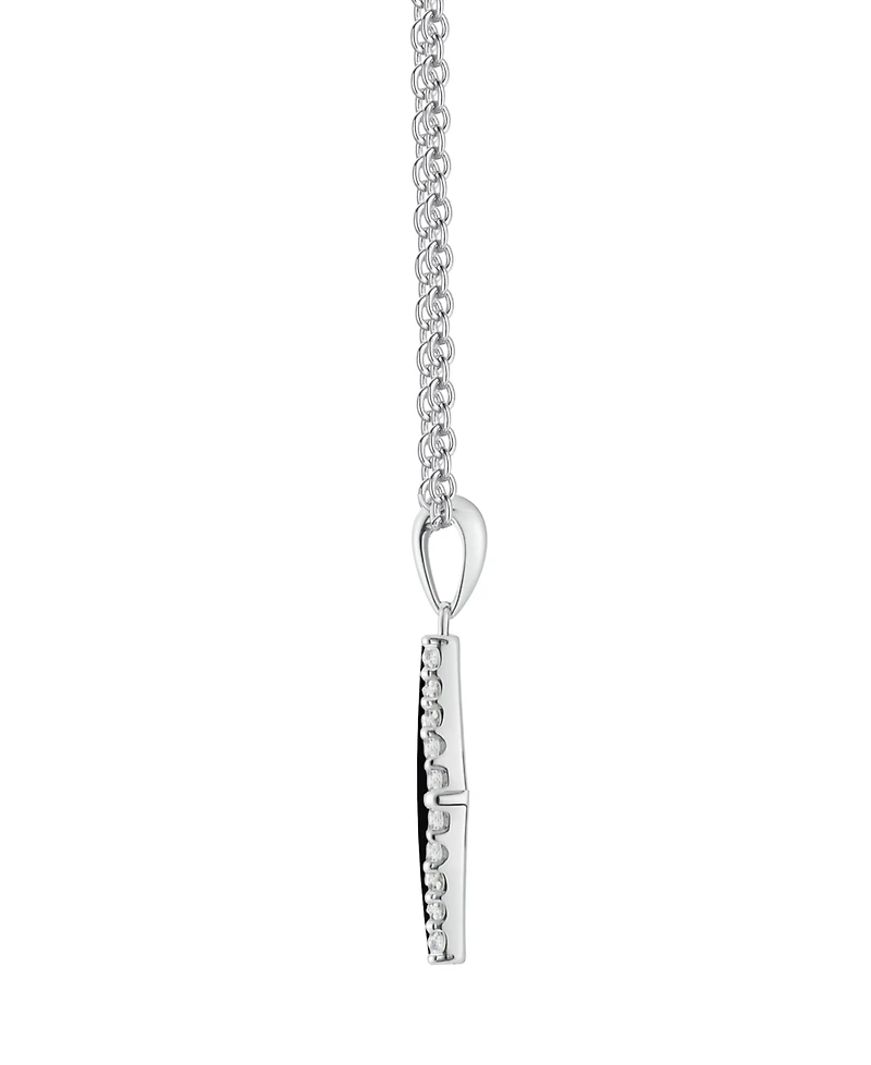 Macy's Onyx Inlay (3/4 ct. t.w.) & Lab-Grown White Sapphire (1/3 Pendant Necklace Sterling Silver (also Jade Inlay)