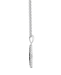 Macy's Onyx Inlay (3/4 ct. t.w.) & Lab-Grown White Sapphire (1/3 Pendant Necklace Sterling Silver (also Jade Inlay)