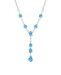Macy's Blue Topaz (1/2 ct. t.w.) & Lab-Grown White Sapphire Pendant Necklace 14k Gold Over Sterling Silver (also Ruby Sapphire)