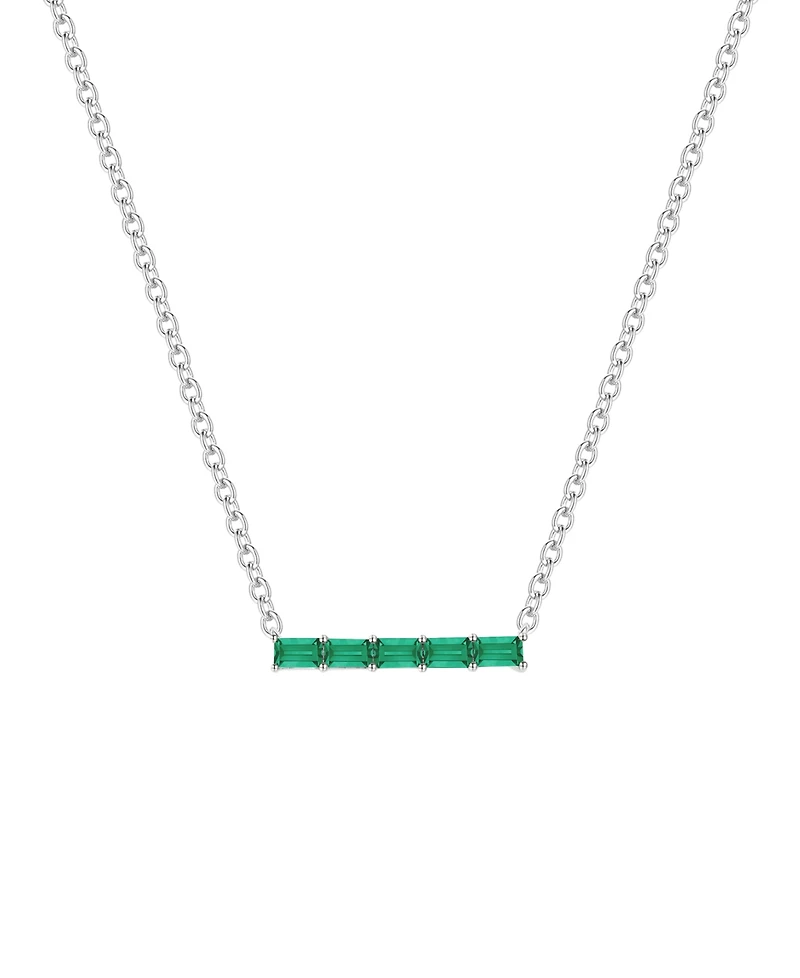 Macy's Lab-Grown Emerald (1/2 ct. t.w.) Necklace in Sterling Silver (also in Multi-Stone)