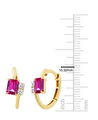 Macy's Lab-Grown Ruby (1-1/3 ct. t.w.) & White Sapphire (1/5 ct. t.w.) Earring in 14k Gold Over Sterling Silver (also in Emerald & Sapphire)