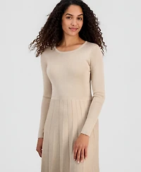 T Tahari Women's Metallic Long-Sleeve Fit & Flare Dress
