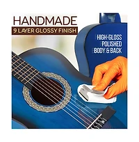 Pyle 36'' -Inch 6-String Classic Guitar - 3/4 Size Scale Guitar with Digital Tuner & Accessory Kit, (Blue burst