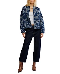 Free People Women's Opal Swing Printed Denim Button-Front Jacket