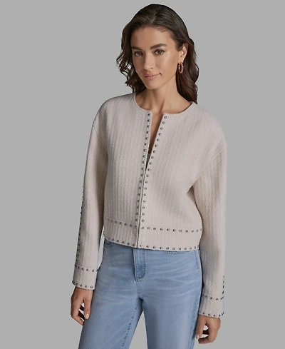 Bcbg Women's Textured Stud Trim Long-Sleeve Jacket