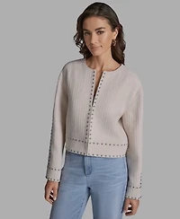 Bcbg Women's Textured Stud Trim Long-Sleeve Jacket