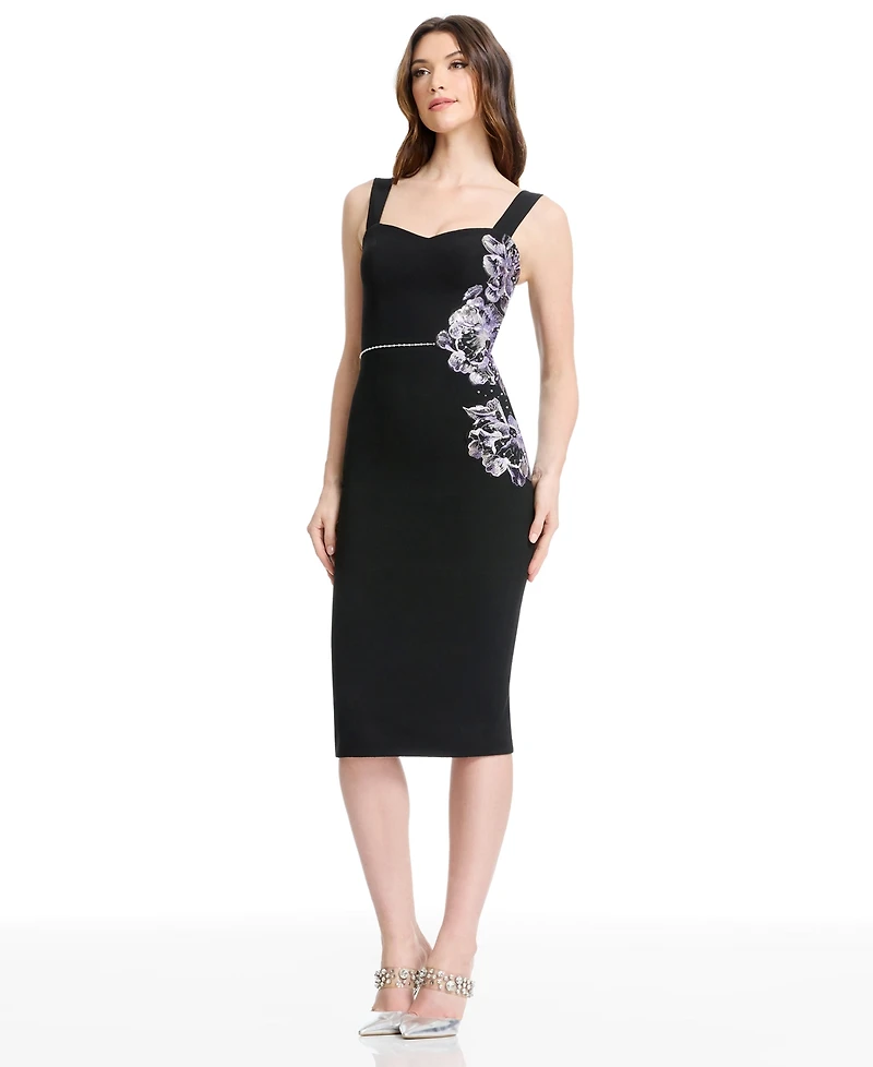 Dress the Population Women's Sweetheart Neck Midi