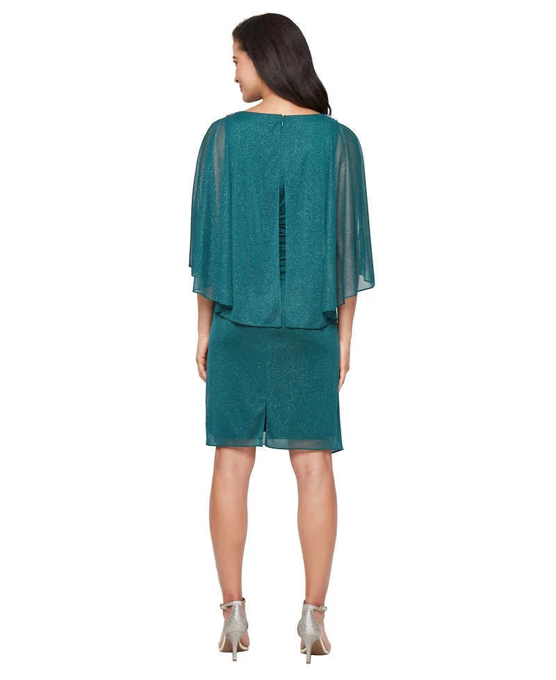 Sl Fashions Women's Glitter Mesh Sheath Dress