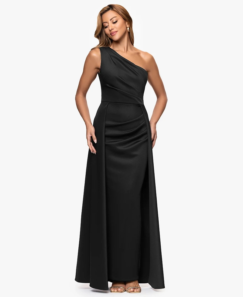 Xscape Petite One Shoulder A-Line Long Dress