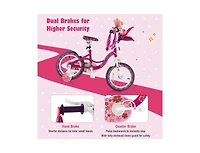 14 Inch Kids Bike with Doll Seat and Removable Training Wheels for 3-7 Years Old