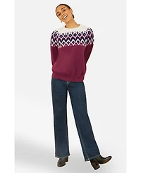 Yumi Women's Fair Isle Relaxed Fit Knitted Sweater