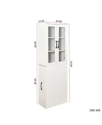 "Casainc 70.87" Display Cabinet with 4 Pull-Out Shelves & Glass Doors – Modern Multi-Tier Pantry Storage for Home