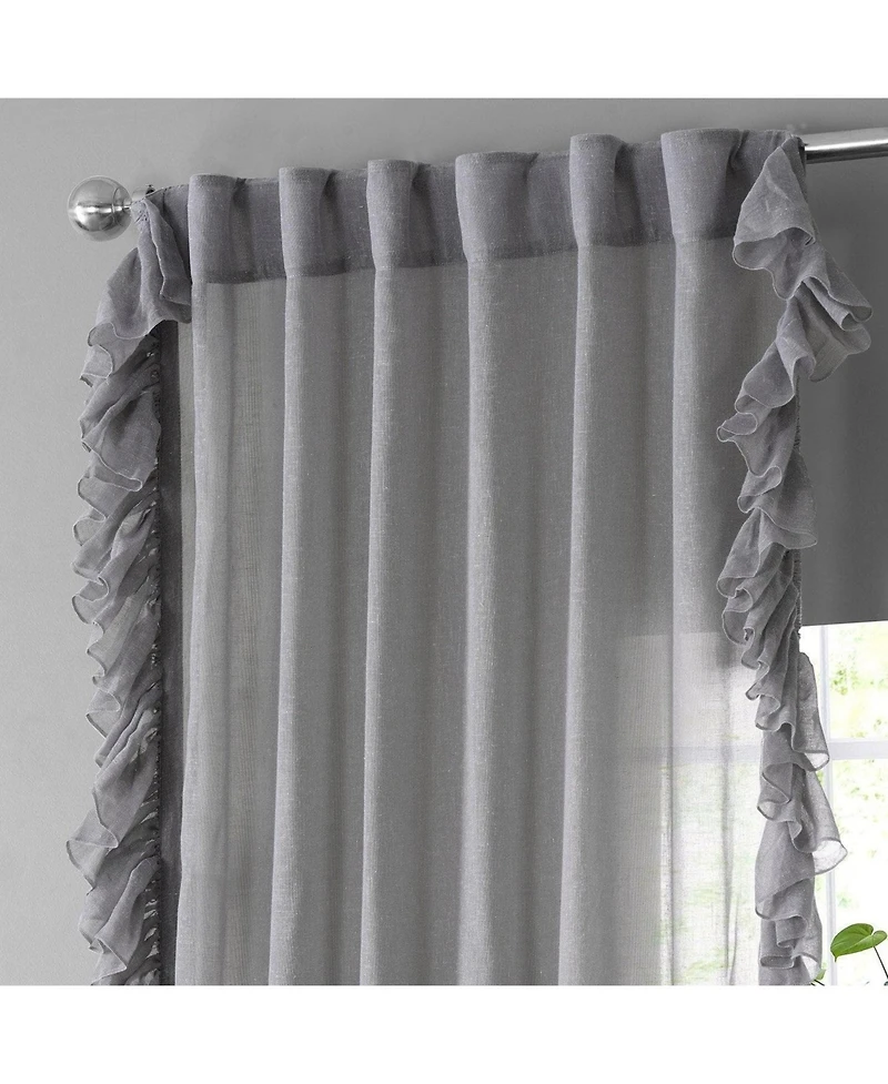 Half Price Drapes Ruffled Faux Linen Sheer Curtain