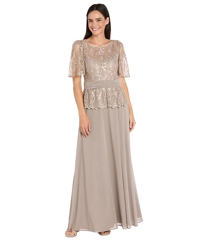 R & M Richards Women's Square Neck Short Sleeve Dress