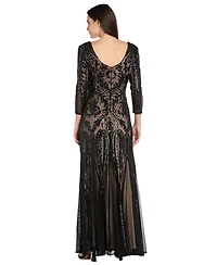 R & M Richards Women's 3/4 Sleeve V-Neck Dress