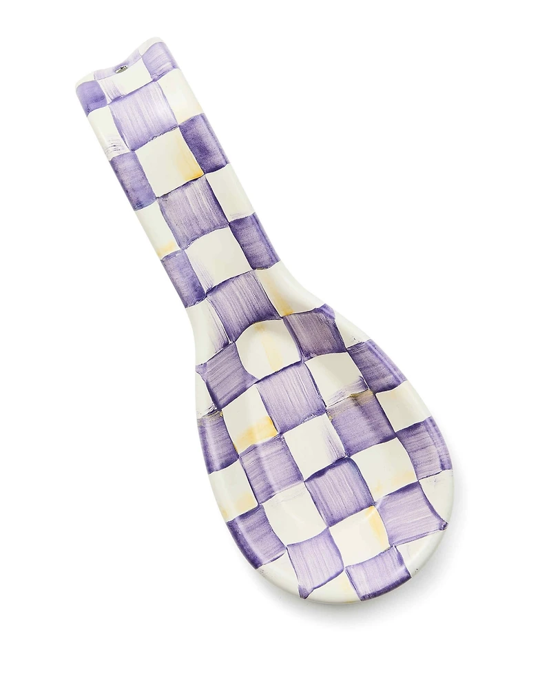 MacKenzie-Childs Violet Check Handmade Spoon Rest