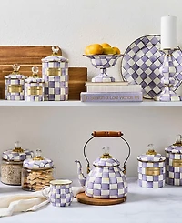 MacKenzie-Childs Violet Check Handmade Small Canister