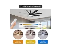 Sofucor 72-inch Classic Matte Black 8-Blade Ceiling Fan With Remote Control and Light kit