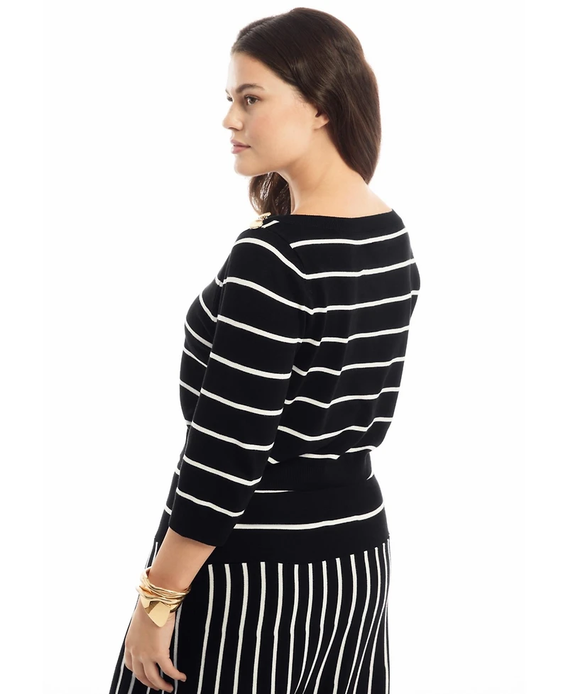 June + Vie Women's Cropped Boat Neck Sweater