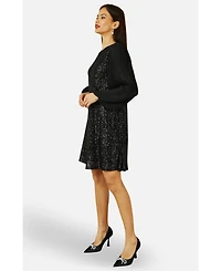 Yumi Women's Velvet Sequin Tunic Dress