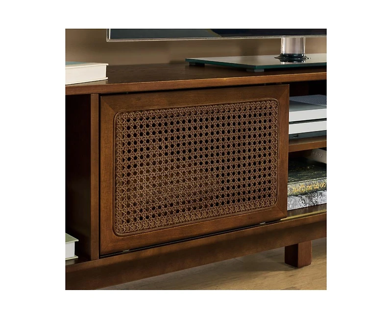 Casainc 67.9 Inch Mid Century Modern Storage Cabinet With Rattan Tv Stand