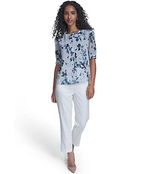 Calvin Klein Petite Short-Sleeve Button Front Top