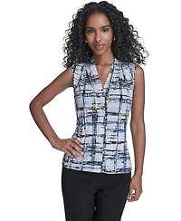 Calvin Klein Petite Printed V-Neck Sleeveless Top