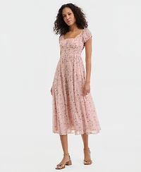 Lucky Brand Women's Smocked Floral Midi Dress
