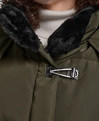Dkny Women's Shirt Toggle Hooded Puffer Coat
