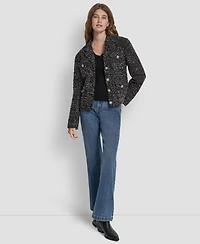Dkny Jeans Women's Button-Front Utility Pockets Shirt Jacket