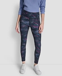 Dkny Women's Printed High-Wasit Fitness Tights Pants