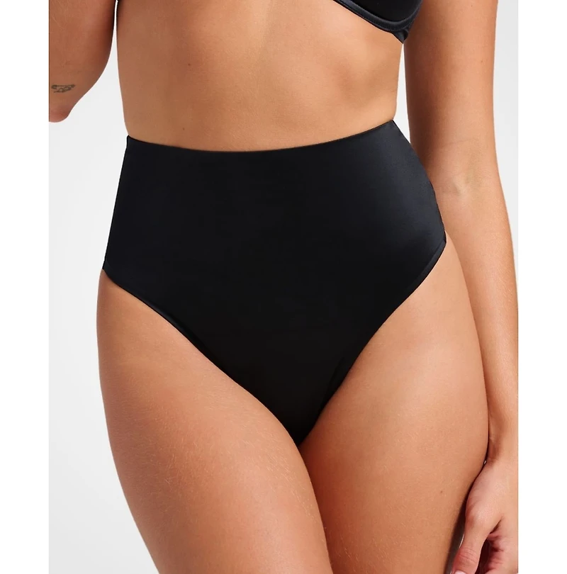 Siella Women's High Waist Invisible Smooth Satin Thong