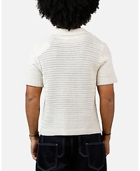 mnml Men's Crochet Button Up Shirt