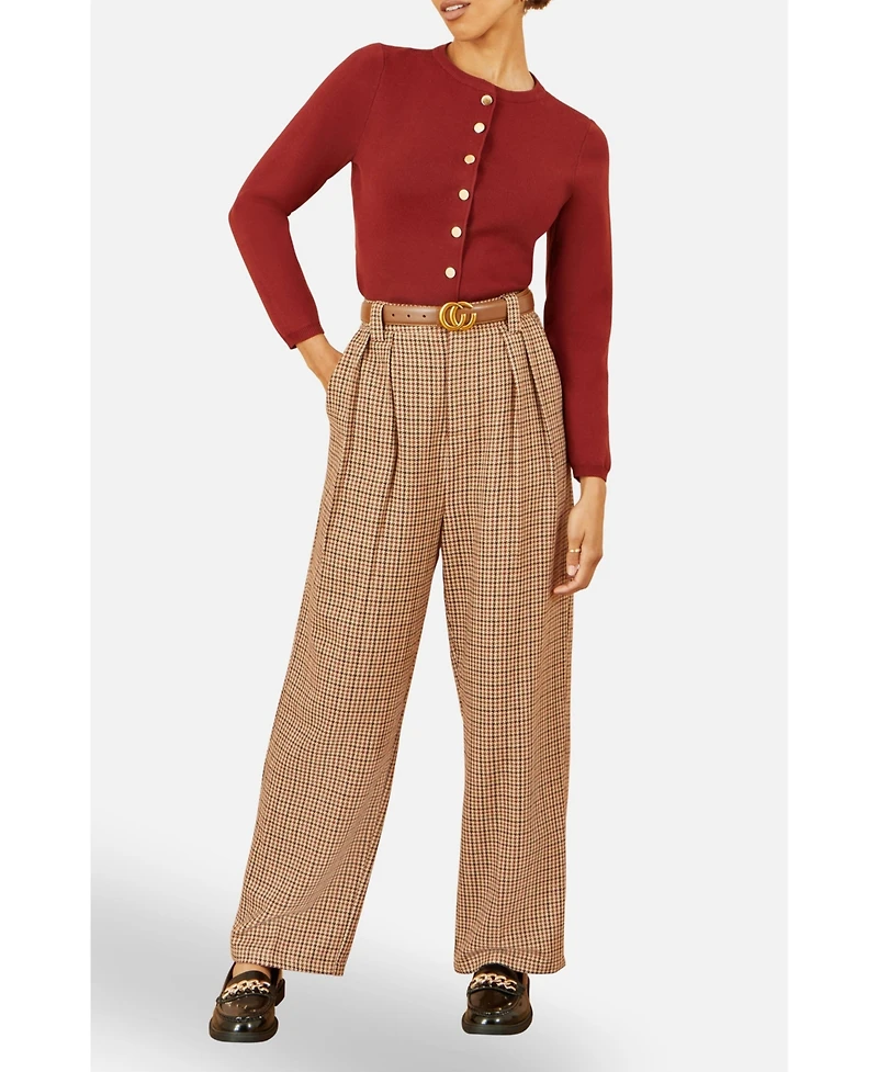 Yumi Women's Check Wide Leg Pants