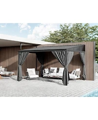 Homsee 10x12 Ft Aluminum Frame Sloped Galvanized Steel Roof Wall Mounted Gazebo Umbrellas & Canopies & Awnings