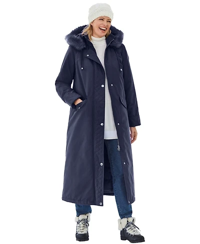 Woman Within Women's Plus Size Long Hooded Dtm Faux Down Parka Coat
