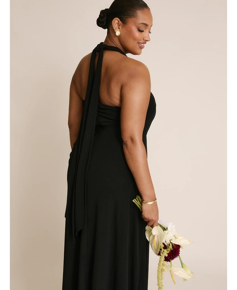 Six Stories Women's Halter Neck Stretch Bridesmaid Dress