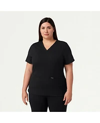 Jaanuu Women's Cesi 2-Pocket Slim Knit V-Neck Scrub Top - Mauve Xl