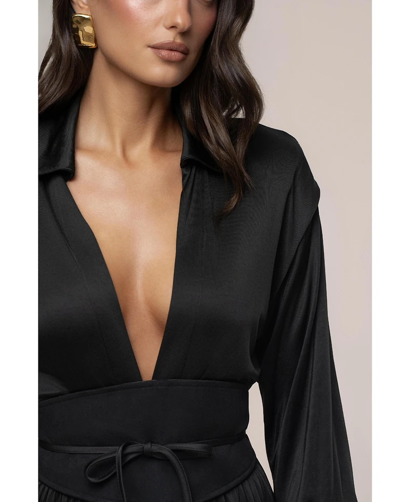 Jluxlabel Women's High Line Collar Maxi Dress