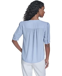 Calvin Klein Women's Short-Sleeve Button Front Top