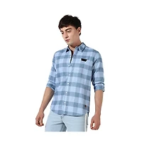 Campus Sutra Men's Cotton Blue Checks Shirt