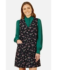 Yumi Women's Floral Print Pinafore Dress